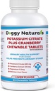 Kalium Citrate Plus Cranberry med Magnesium supplement til hunde (60 tabletter) - Urinary Tract Support - Hjælper Deter Dannelse af Calcium Oxalate Stones- Deters Bregen & Nyresten (Lavet i USA)