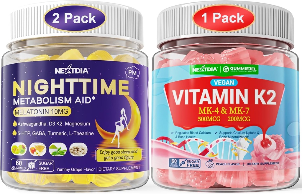 Bundle: Melatonina 10mg 20mg & Vitamin K2 Gummies