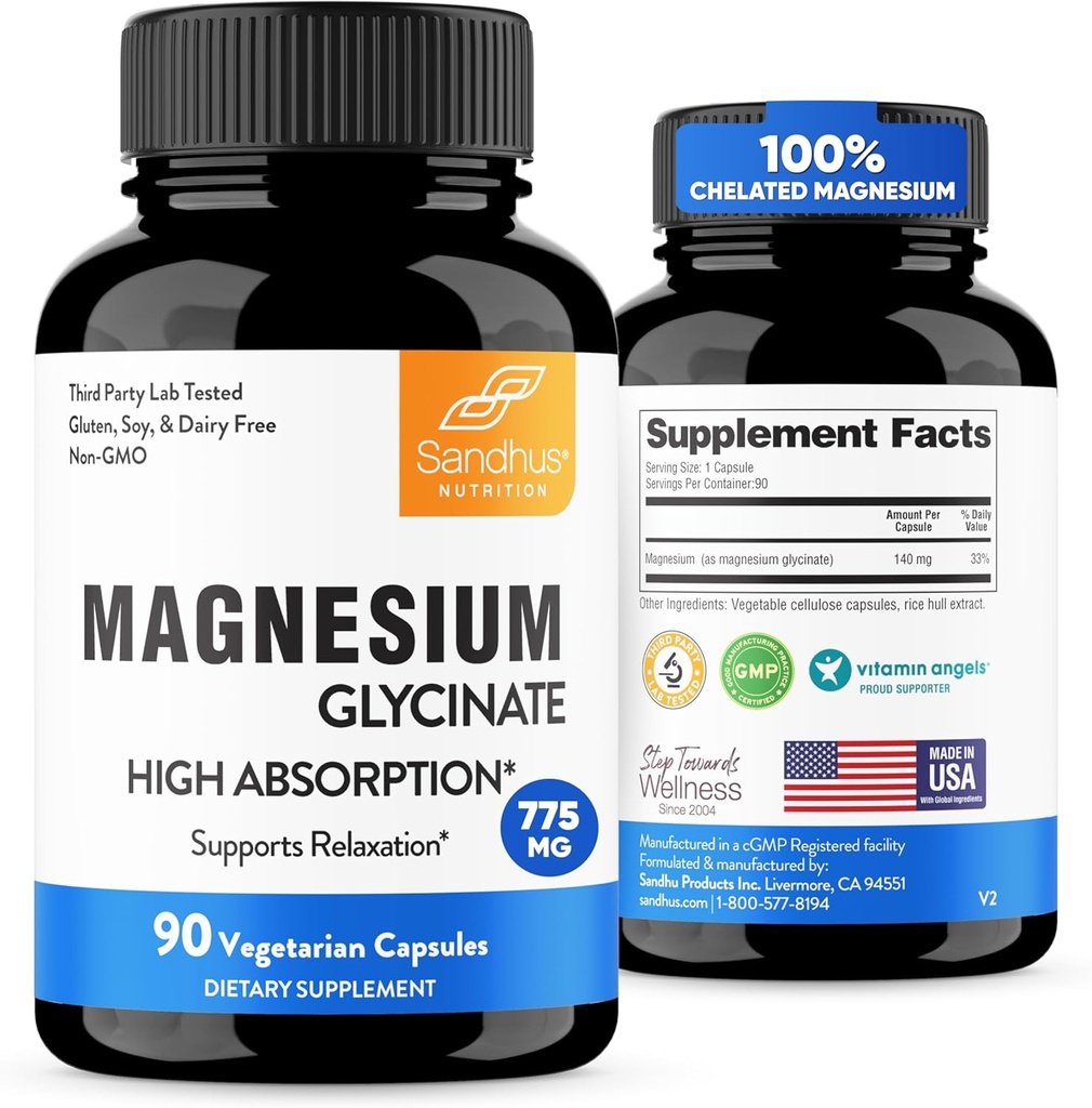 Sandhus Superior Absorption Magnesium Glycinate 775mg