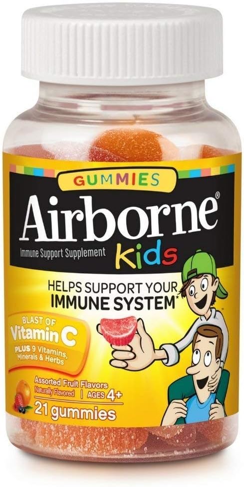 Anak-anak Airborne menyukai Fruit Flavored Gummies, 21 Count - 500mg dari Vitamin C dan Mineral & Herbs Imune Dukungan (Packaging May Vary) (Paket 6) 6