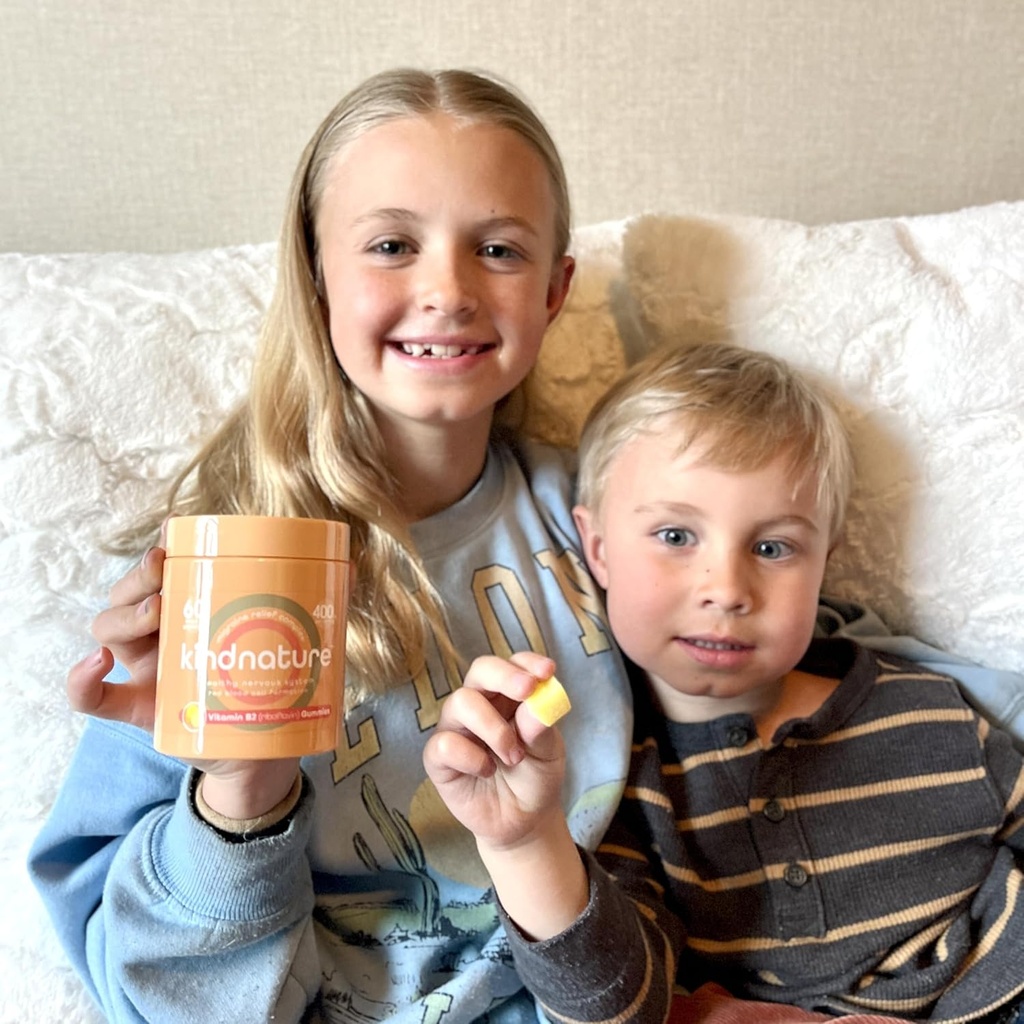 Kindnature Vitamin B2 Riboflavin 400mg & Kalium Gummies for voksne & Børn - Kalium Supplement 500mg & Riboflavin 400mg Chewable Gummies