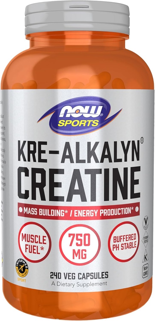 MAINTENANT Aliments Sports Nutrition, Kre-Alkalyn Creatine 750 mg, Mass Building*/Production d'énergie*, 240 gélules