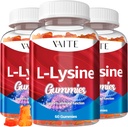L-Lysine 1000mg Gummies - Mendukung Skin, Lip, Vegan, Gluten Free, 60 Lysine yang dikunyah untuk Dewasa, Vitamin Kesehatan & Imune System, Amino Acciin Suplemen & Suplemen Kompleks (3 Pack)
