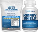 Organic Sodium Bicarbonate Alkaline Supplement Bundle: 1LB Powder for Alkalinity, Acid Neutralizer & Kidney Support + 120 Caps Kidney Shield for Kidney Health, Cleanse & Omega 3