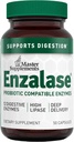 Master Supplements Enzalase - 50 kapslar - Probiotiska kompatibla enzymer - Ger Digestive Boost + Gas & Bloating Relief - Gluten Free - 50 portioner