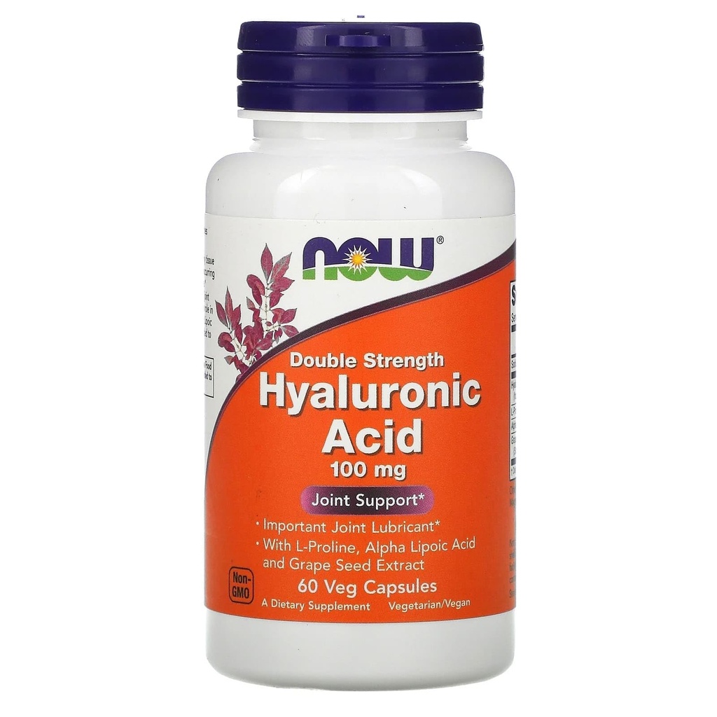 NOW Foods Hyaluronic Acid 100mg 60 VegiCaps (Pack of 2)