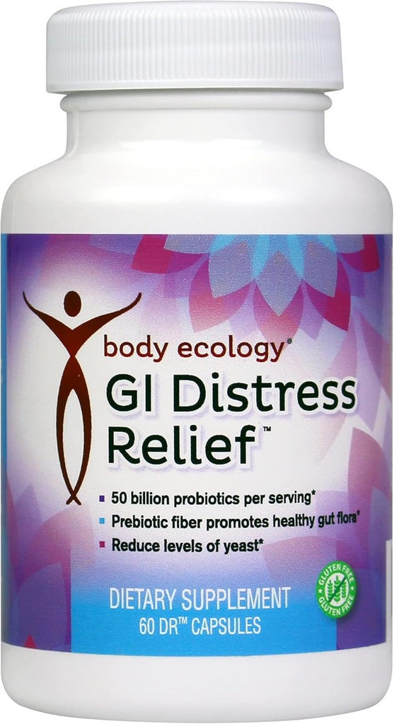 Kroppsøkologi GI Distress Relief | Probiotika Supplement | Gut Support | Non-GMO | 60 Count