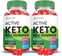 (2 Pack) Active Keto ACV Gummies Fórmula 1000MG ActiveKeto Keto Gummies Apple Cider Vinegar Formulado con Ps Beet Juice Powder B12 Vegan Non GMO 120 Gummys