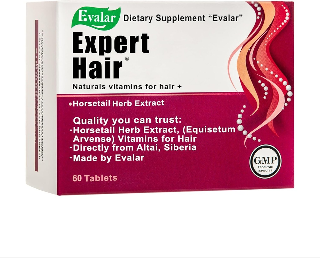 Evalar Expert Hair Horsetail Herb Equisetum Arvense Extract Sibiřský Altai w Vitamins 60 Tabs