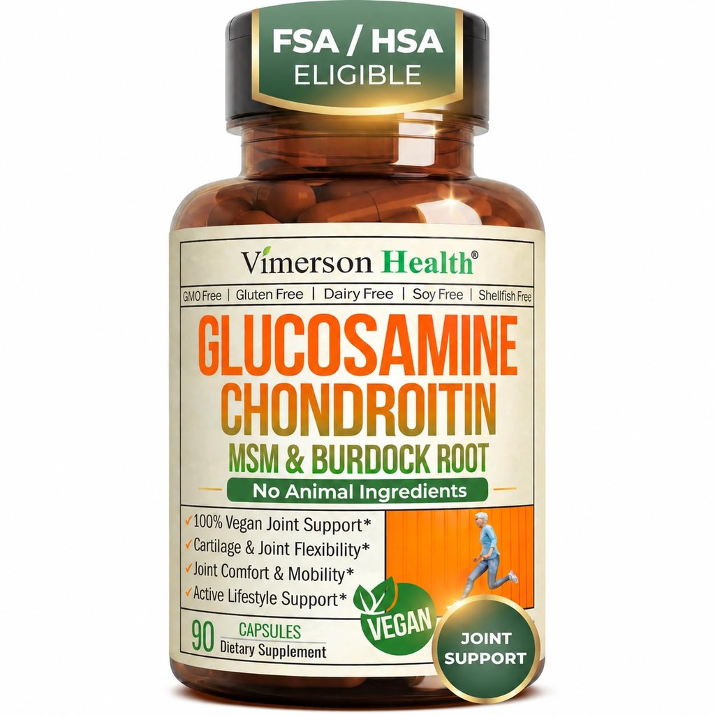 Glucosamine Chondroitin MSM – Joint Support Supplement for Women and Men with Glucosamine Sulfate 1500 mg, Chondroitin and MSM – for Cartilage, Joint Health and Flexibility – 90 Capsules, Vegan