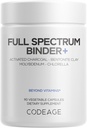 Codeage Binder + Systemic Binder Supplement - Активированные угольные таблетки, минеральный порошок бентонитовой глины, фульвовые и хумические кислоты, молибден, углеродные формы - 90 капсул