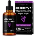 NutraChamps Organic Elderberry Syrup - Elderberry Extract with Vitamin C & Zinc - Black Elderberry Liquid Drops - Sugar-Free Immunity Booster, Vegan, Gluten-Free