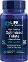Life Extended Potency Optimized Folate - L-methylfolate - Folic Acid, 8500 mcg DFE - Heart & Brain Support, Healthy Homocysteine Levels - Gluten-Free, non-GMO, Vegetarian - 30 טבליות