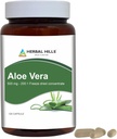 HERBAL HILLS Aloe Vera Capsules (Aloe barbadensis) ) 120 Capsules (500 mg) ) Pure Aloe Freeze Dried Powder supplement, High Concentration, Supports Overall Well-Being