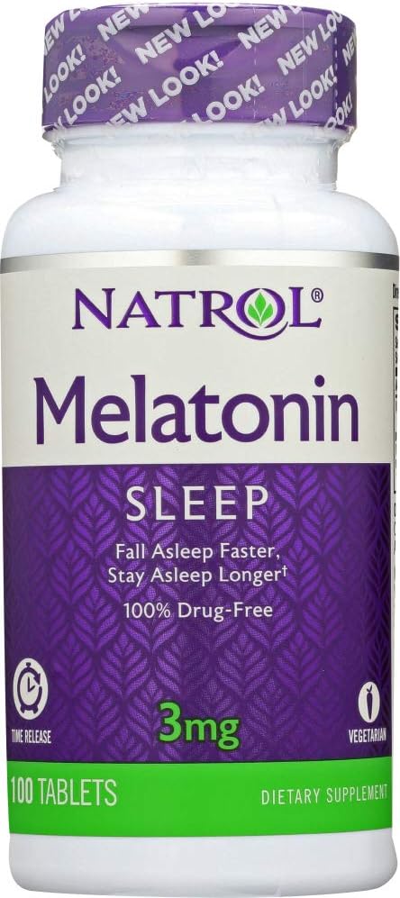 Natrol Melatonin 3 mg Sleep Time Release Tablets supplemento dieta 100 ea (Pack of 4)