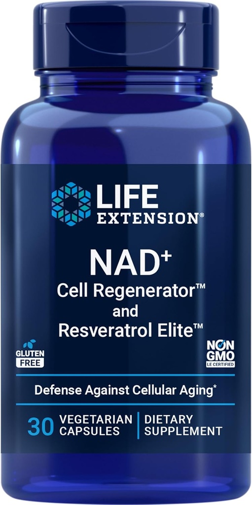 Life Extension NAD + Cell Regenerator ™ and Resveratrol Elite ™ *, nikotinamid riboside, Transresveratrol, quercetin, Fisetin, Heart Health, Health Aging, Vegetarian, Non- GMO, Gluten Free, 30 Kapsle