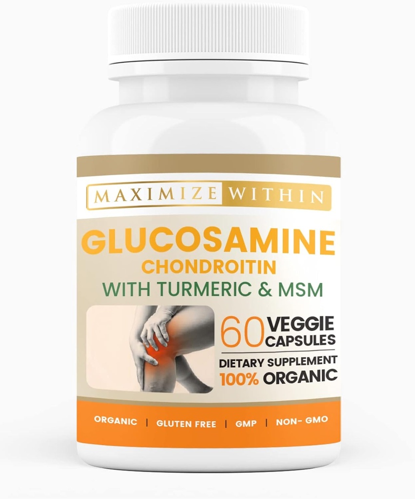 Glucosamine Chondroitin עם Turmeric & MSM - תמיכה ניידות & גמישות - 60 Veggie קפסולות