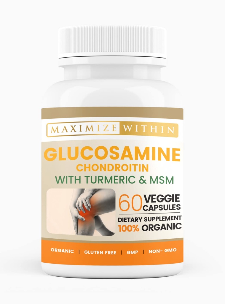 Glucosamine Chondroitin with Turmeric & MSM – Mobility & Flexibility Support – 60 Veggie Capsules