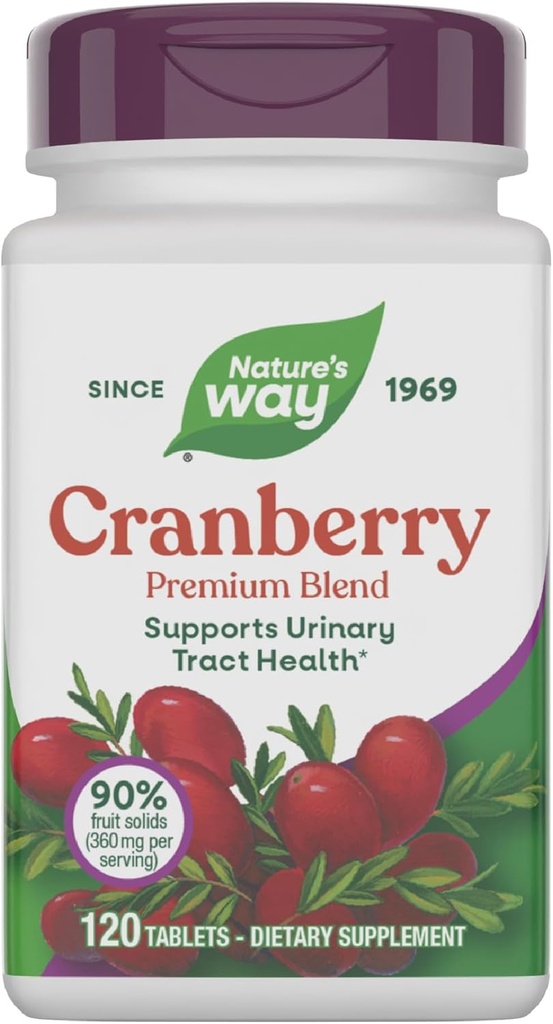 Nature 's Way Sranberry Premium Blend, Palaiko Šlapimo Tract Health *, Su vitaminu C, Vyrams ir moterims, Nr Gluten, 120 tablečių (Pakuočių gegužės Vary)