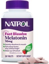 Natrol rápida dissolver Melatonina 10 mg, suplementos de melatonina para repouso, suporte ao sono para adultos, 200 comprimidos de morango-Flavored, até um suprimento de 200 dias