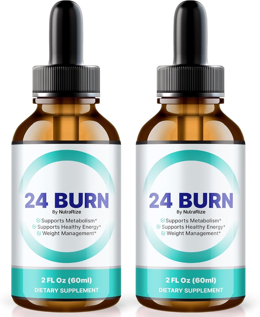 NutraRize (Pack of 2 24 Burn Drops, All-Natural 24Burn Liquid Supplement, Fórmula Nutricional Oficial para apoiar um estilo de vida saudável e ativo, Gotas Reviews (60 Servings)