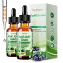 2 Pack Liquid Iron Supplement for Women Men & Kids, Vegan Iron Drops with Vitamin C D, B12, B-Complex, High Potency Liquid with Multivitamin for Anemia, Energy Support, Magnesium Iron Gentle