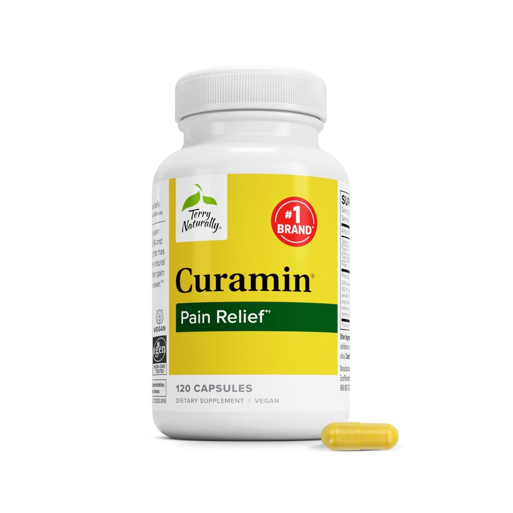 Terry Naturally Curamin - Muscle Soreness & Pain Relief - 120 Count | BCM-95, BOS-10, DLPA. Occasional Muscle Discomfort Support. 120 capsules.