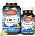 Carlson - Elite Omega-3 Gems,1600 mg Omega-3 vetzuren Inclusief EPA en DHA,Norwegian, Wild-Caught visolie Supplement,Duurzaam Bron Capsules, Citroen, 90+30 Softgels