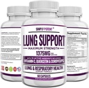 Lung Supplement Supplement for Lung Cleanse & Detox, Complementary Formula - Quercetin with Bromelain Nettle Witamina C K2 & 500 mg Cordyceps for Lung Health, Research & Bronchial Support, 60 kapsułki