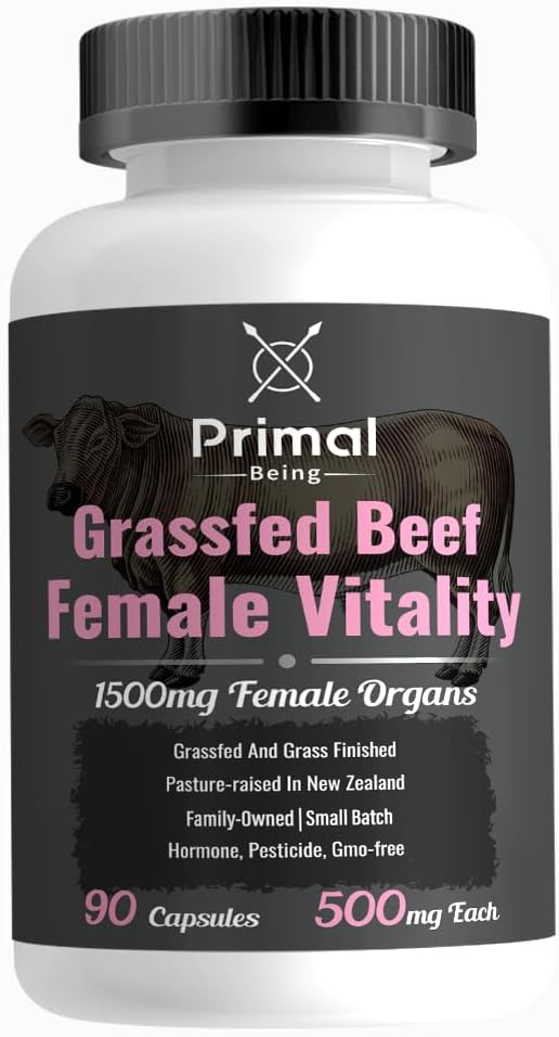 Primal Being Grassfed Beef Naudan elinvoima täydentää - tukee Hormonaalinen terveys, hedelmällisyys, tulehdus, energia - 90 kapselia, 1500 mg per tarjoilu