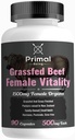 Primal Being Grassfeed Beef Female Vitality Supplement- podporuje Hormonálne zdravie, plodnosť, Zápal, Energia - 90 Kapsule, 1500mg na obsluhu