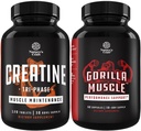 Bundle Tri Phase Creatiini pillereitä 5g ja Extra Strength Test Booster miehille - lihasmassan saanti ja lihasten Recovery Creatiini HCL Pyruvate - Natural Energy Supplement kiimainen Goat Weed