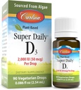 קרלסון - Super Daily D3 2000 IU (50 mcg) ל Drop, ויטמין Vgetarian D Drops, ויטמין D3 נוזלי, שמקורו Algae, Unflavored, 90 טיפות (2.54 mL)