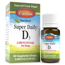 Carlson - Plant-Based Super Daily D3 2000 IU (50 mcg) per Drop, Vegetarian Vitamin D Drops, Liquid Vitamin D3, Sourced from Algae, Unflavored, 90 Drops (2.54 mL)