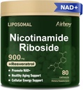 Airboy Liposomal Nicotinamide Riboside 900 mg, NAD Supplement med Resveratrol & Quercetin, Tredjepartstestad, Anti-Aging, Energi, Fokus-80 Räkna