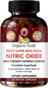Organic Veda Beet Root Grape Seed & Red Spinach Nitric Oxide Capsules - Koncentrerade Beets Nitrat Supplements med Circulation Booster Green Tea Extract, Turmeric, Pomegranate - 60 Vegan Pills