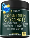 6in1 Restful den a noc dodatek s magnesium- Glycinát, Vitamin D3, B6, L-Theanine, Ashwagandha a kurkuma kořenová - Brain, Heart and Digestive Health Support - 120 Vegan Kapsle
