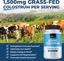 Colostrum Supplement Ekstra Styrke 1500mg Per Servering - Græs Fed Colostrum Kapsler fra Bovine First Malking, Understøtter Gut Sundhed og Immunitet for kvinder og mænd - Non- GMO, Gluten Free, 90 Greve
