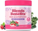 360 Misturas Nutricionais com Benefícios Vermelhos e Superalimentos para Antioxidantes Naturais e Polifenóis, com Frutas e Vegetais, Digestão de Probióticos, Energia Diária - Berries & Cream - 30 Servings