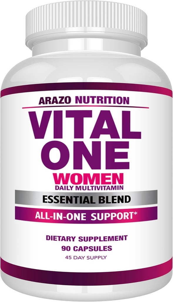 Arazo Nutrition Vital One Multivitamin for Women - Daily Wholefood Suplement - 90 Vegan Capsules
