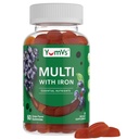 YUM-V'S Iron Gummies - Multivitamin Iron Supplement with Vitamin C, A, B & Zinc, Supports Blood Oxygen, Vegan Supplements for Women, Men & Kids for Growth and Development - Grape Flavor | 60 Count