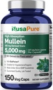 NusaPure Mullein Leaf Kapsle 10: 1 Extract, 500 mg Ekvivalentní s 5000 mg na Veggie Caps - 150 Počet - Verbascum Thapsus (Non- GMO, Vegan) Dietní dodatek