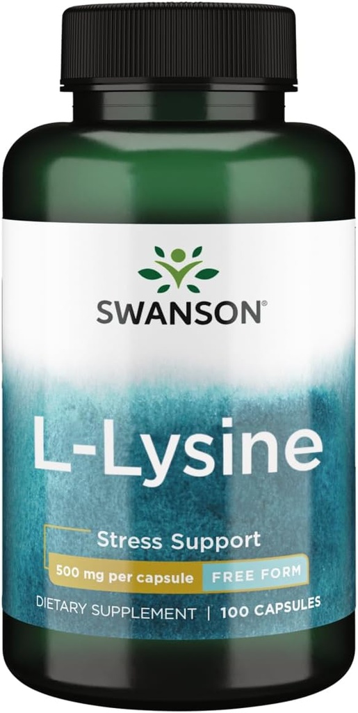 Swanson Amino Acid Forma Livre L-Lysine 500 Milligrams 100 Cápsulas