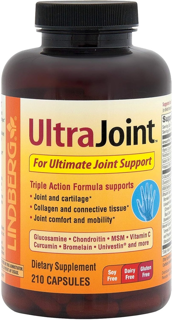 Lindberg Joint Support Appliment for Men and Women . 210 капсули с куркума, MSM, Glucosamine, Chondroitin, Boswellia Extract  готварски комплекс Blend . .