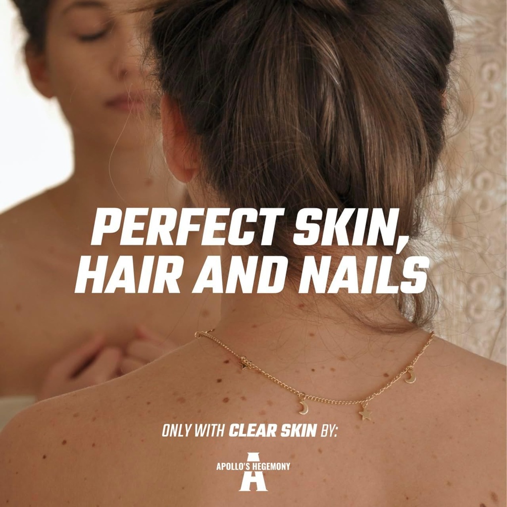 アポロのヘゲモニークリアスキン - 180ビーガンカプセル - ビタミンB5 200mg(パントテニック酸)とアセチル-L-カルニチン70mg、アンチアクネ、強化皮膚健康、ビタミンB5サプリメント