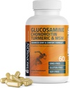 Bronson Glucosamine Chondroitin Turmeric & MSM Advanced Joint & Cartilage Formula, podpira zdrave sklepe, mobilnost in kartilažo - Non-GMO, 60 kapsul