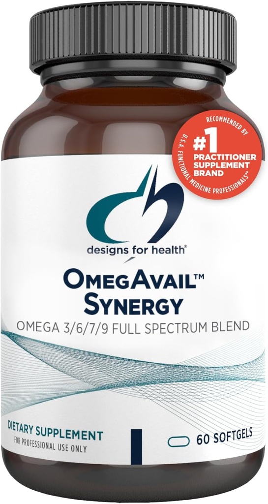 Egészségügyi OmegAvail szinergia - Omega Complex felnőttek számára - Omega 3-6-7-9 Kövér Acides Borage és Macadamia Oil + Triglicerid (TG) Halolaj DHA & EPA (60 Softgels)
