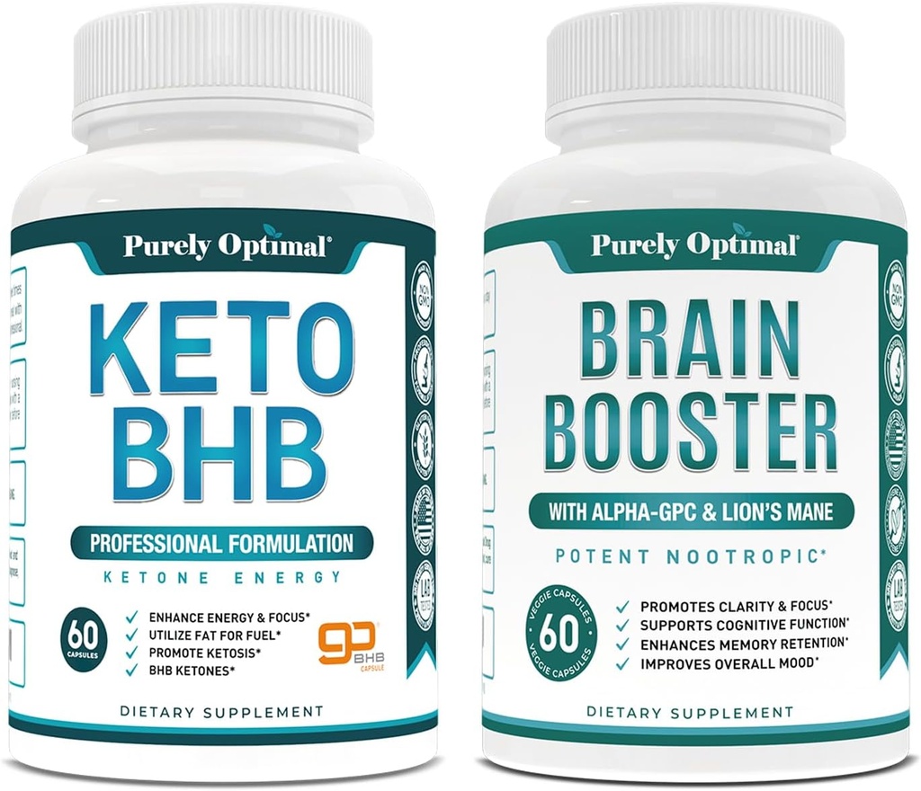 Purely Optimal Keto BHB Exogen Ketonlar Təhlükəsiz + Premium Brain Supplement - Focus, Clarity, I Artan Memory, Koncentration & Better Mood