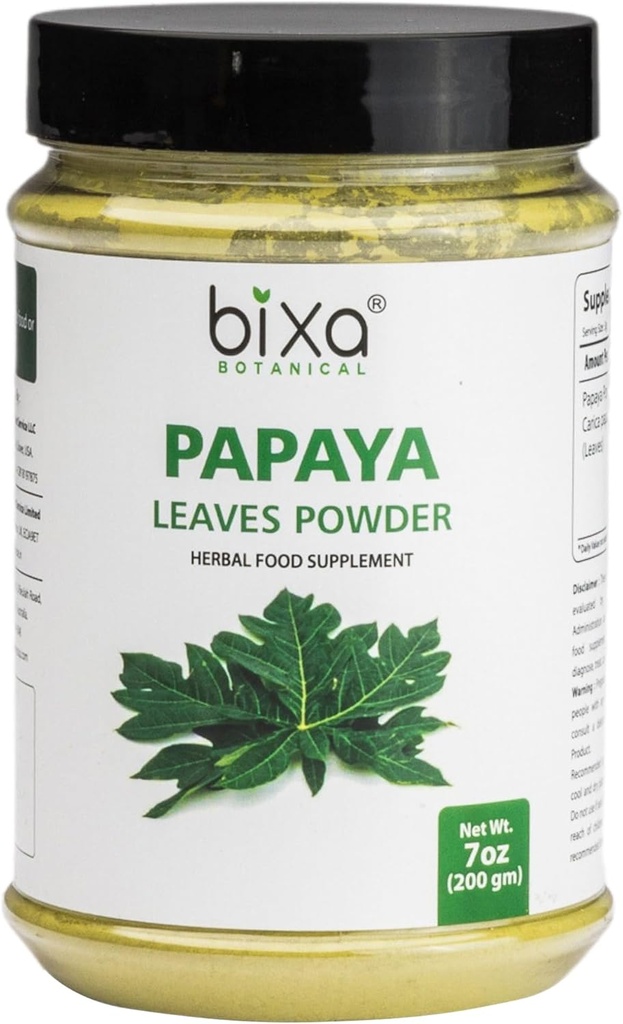 Bixa BOTANICAL Papaya Leaf Powder (Carica Papaya), Ayurvedic Herb, Antioksidants , Augu papildinājums (200g/7Oz)