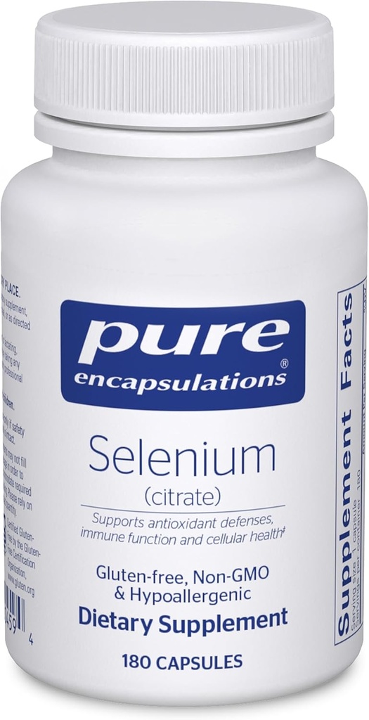Pure Encapsulations Selenium (Citraat) - for Immuun System Support & Cellular Health - Antioxidant Supplement - Ondersteunt de bloedstroom* - Glutenvrij & Vegan - 180 capsules